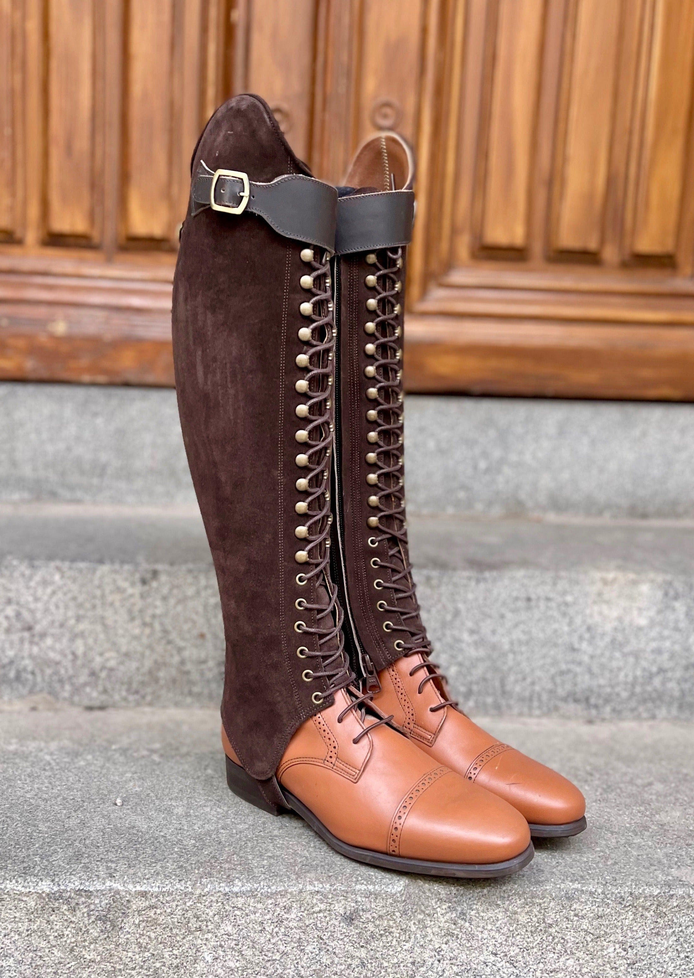 BIA DRESSAGE CHAPS - Dark Brown Suede/Chocolate Brown - Calf 36-37/Height 47