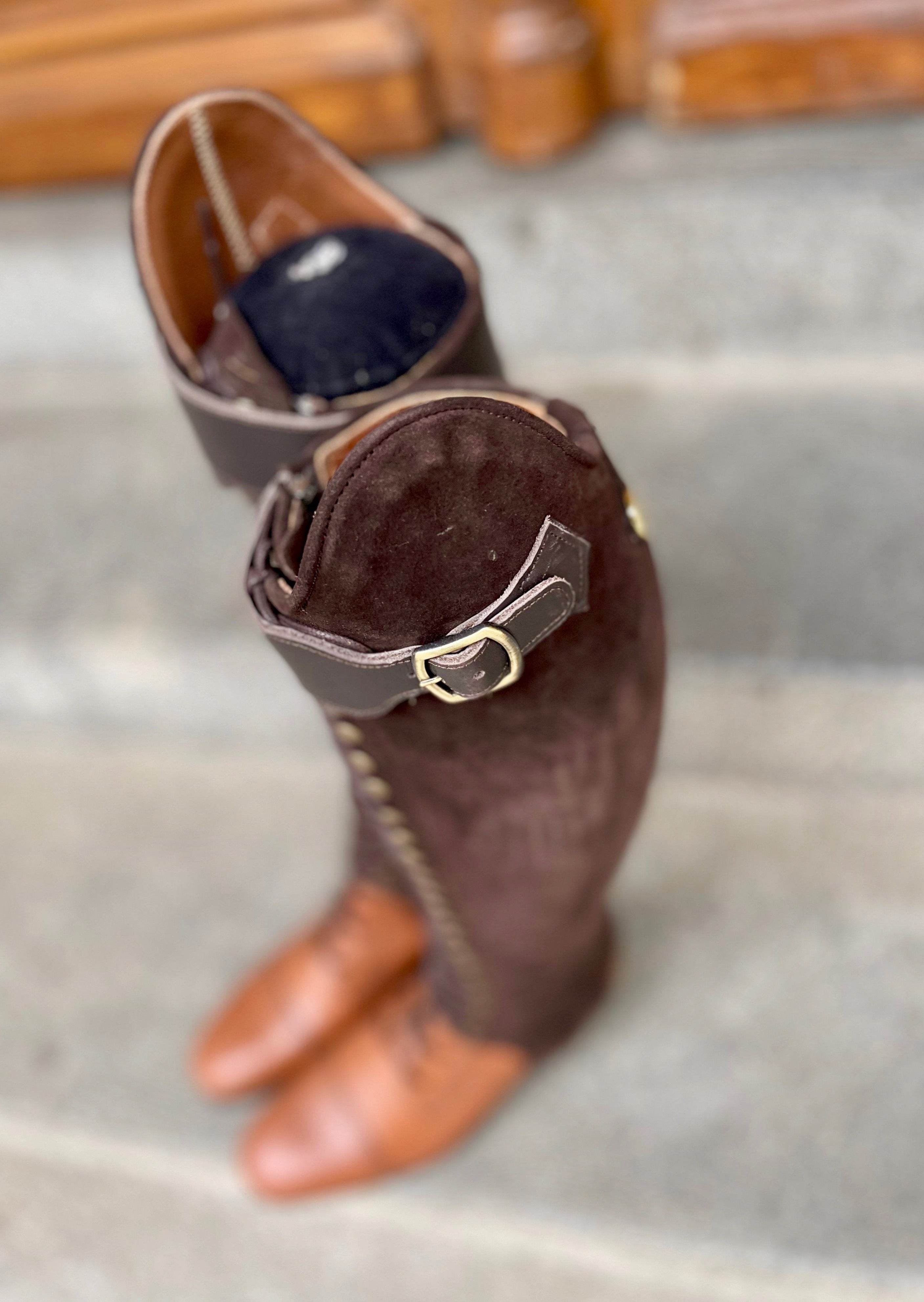 BIA DRESSAGE CHAPS - Dark Brown Suede/Chocolate Brown - Calf 36-37/Height 47