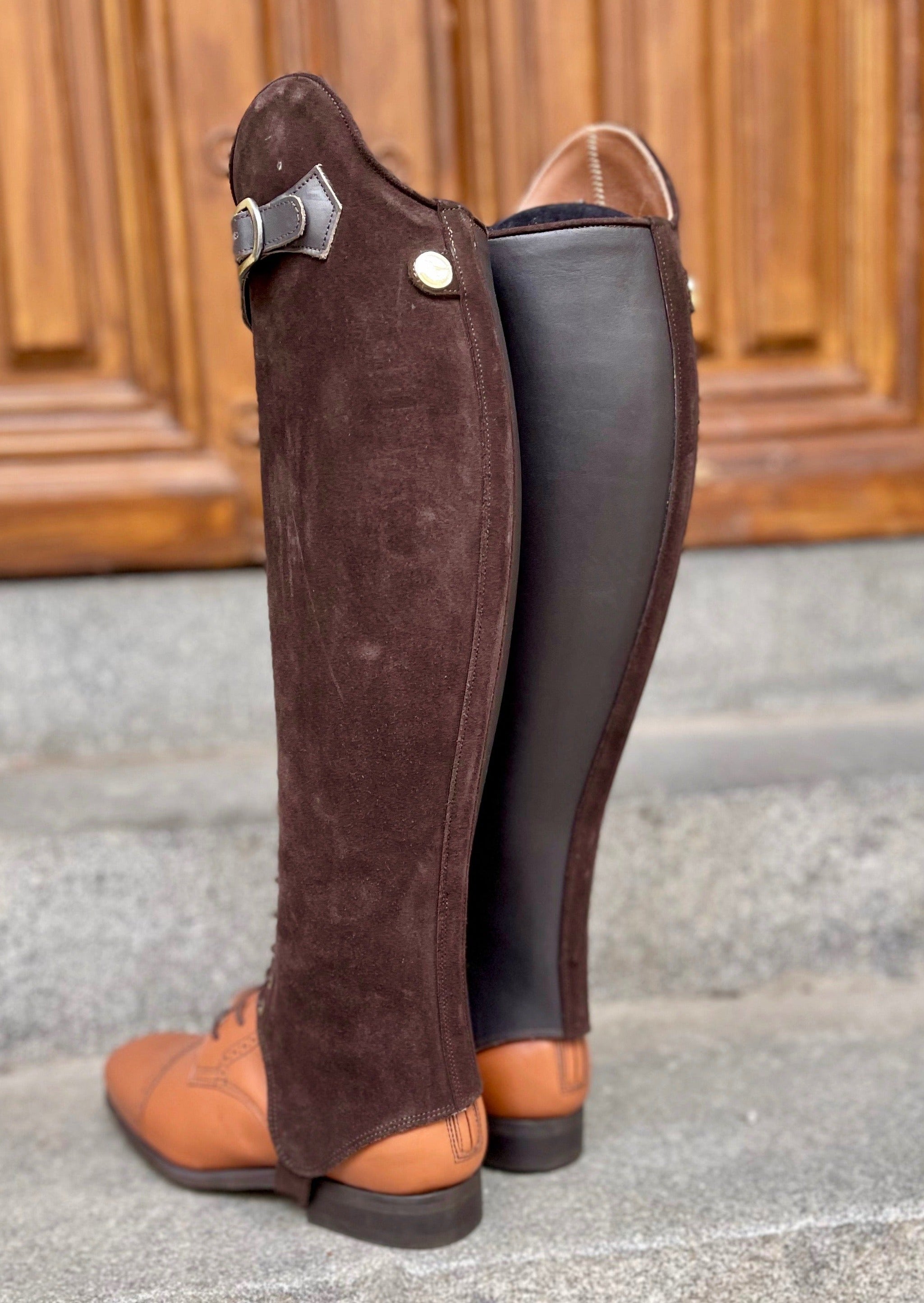 BIA DRESSAGE CHAPS - Dark Brown Suede/Chocolate Brown - Calf 36-37/Height 47