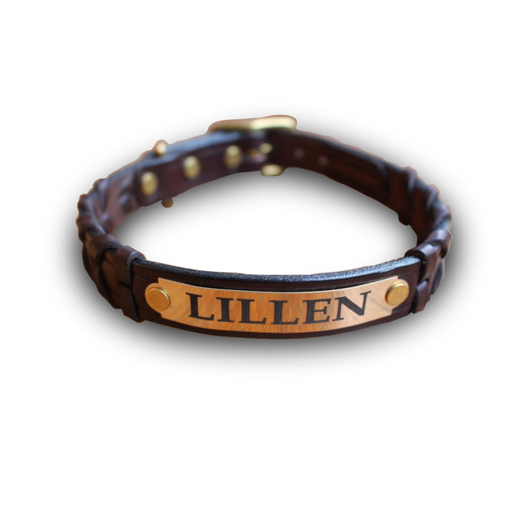 Rolled leather dog collar hotsell with nameplate