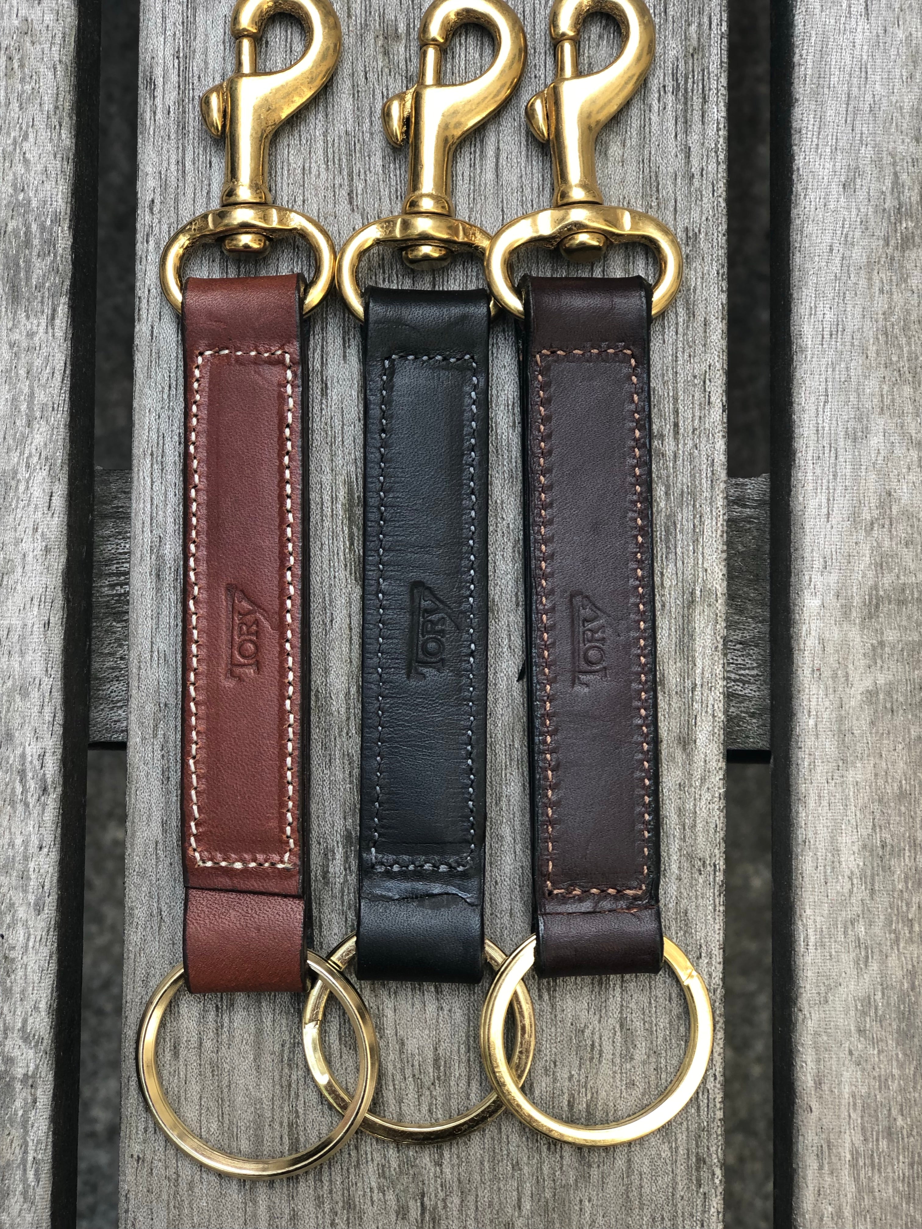 Keyring Strap With Brass Snap in Havanna