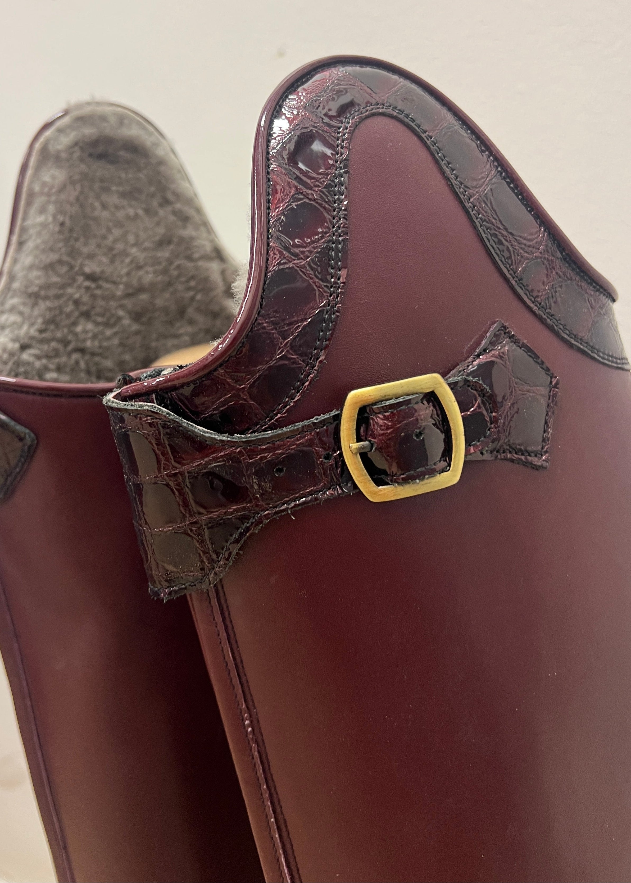 Polo Winter - Oxblood w Bordeaux croco gloss - Size 40/34-35/48-49