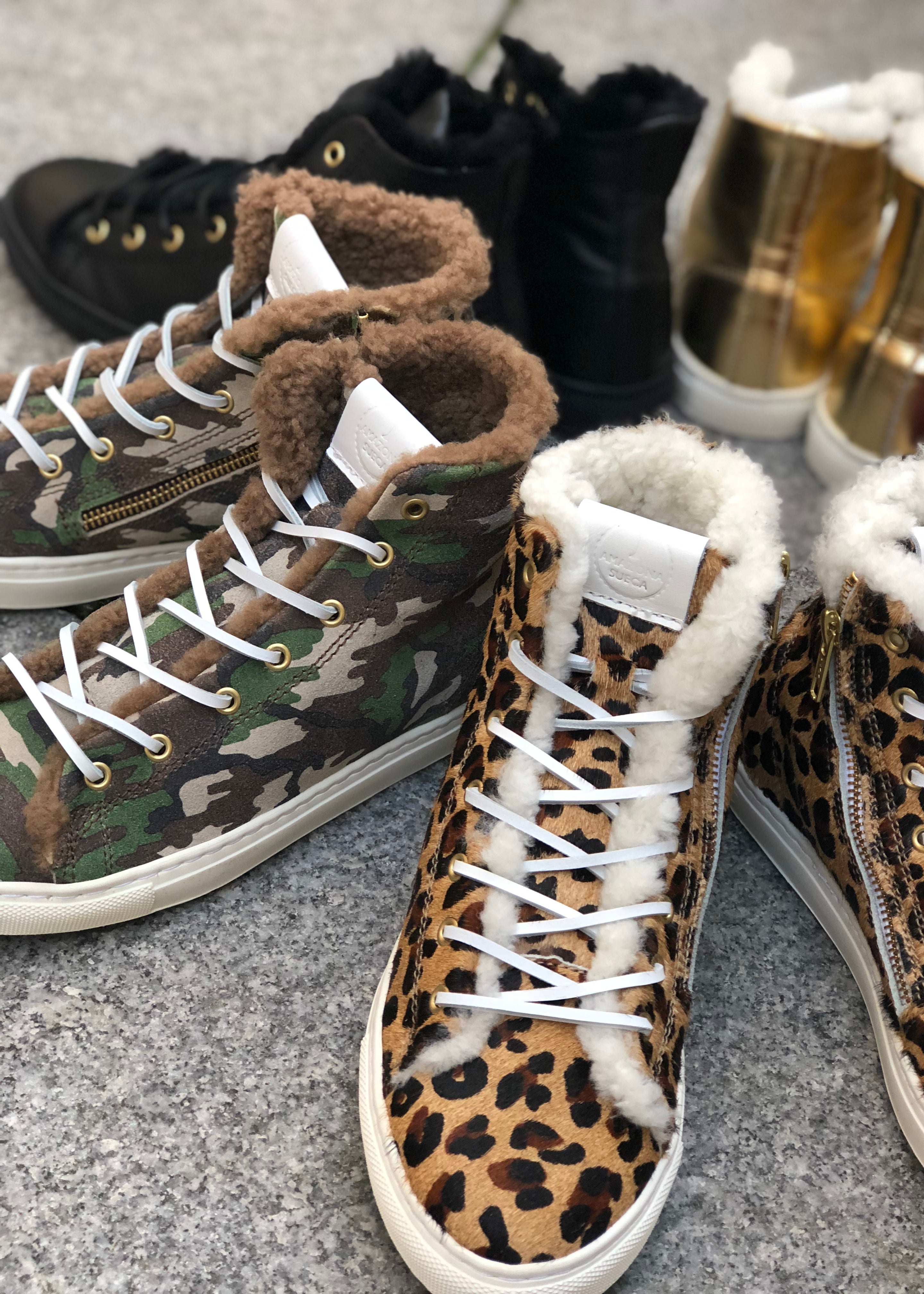 High Top Sneakers Fårskinnsfoder Camouflage