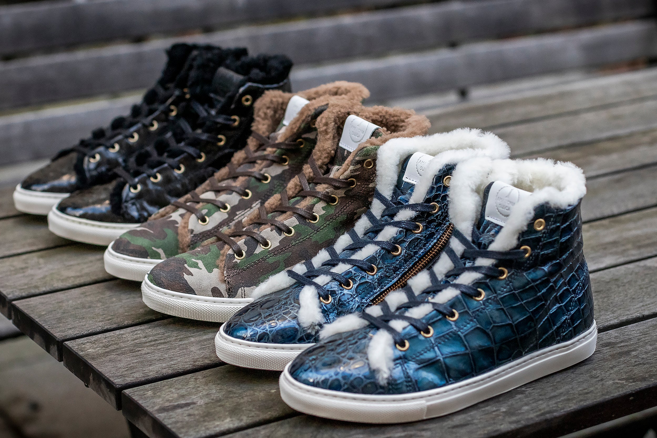 High Top Sneakers Fårskinnsfoder Camouflage