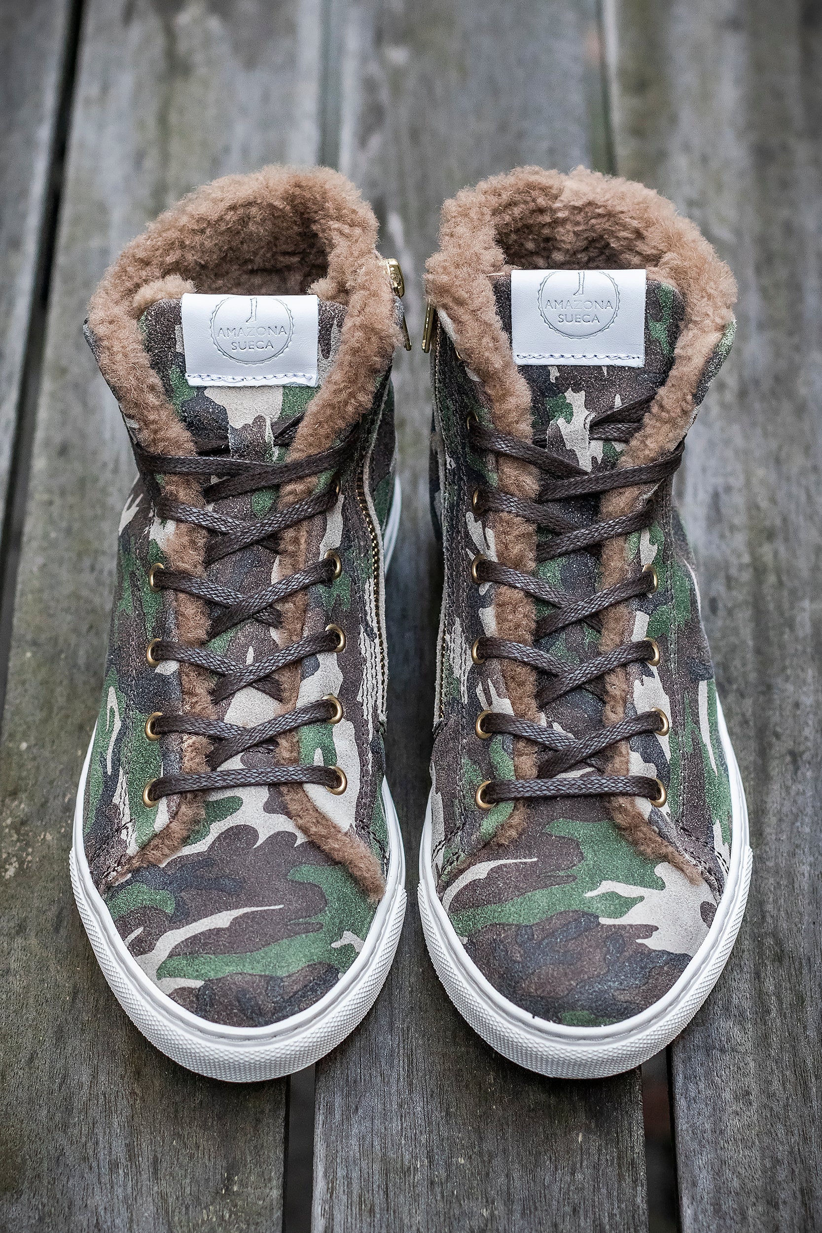 High Top Sneakers Fårskinnsfoder Camouflage