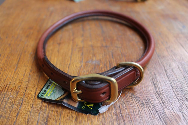 Rolled Dog Collar in Oakbark