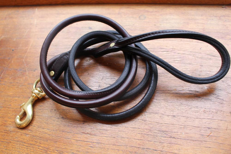 Rolled Leather Dog Leash in Havanna