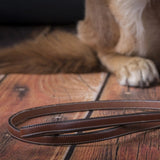 Flat leather leash in Oakbark