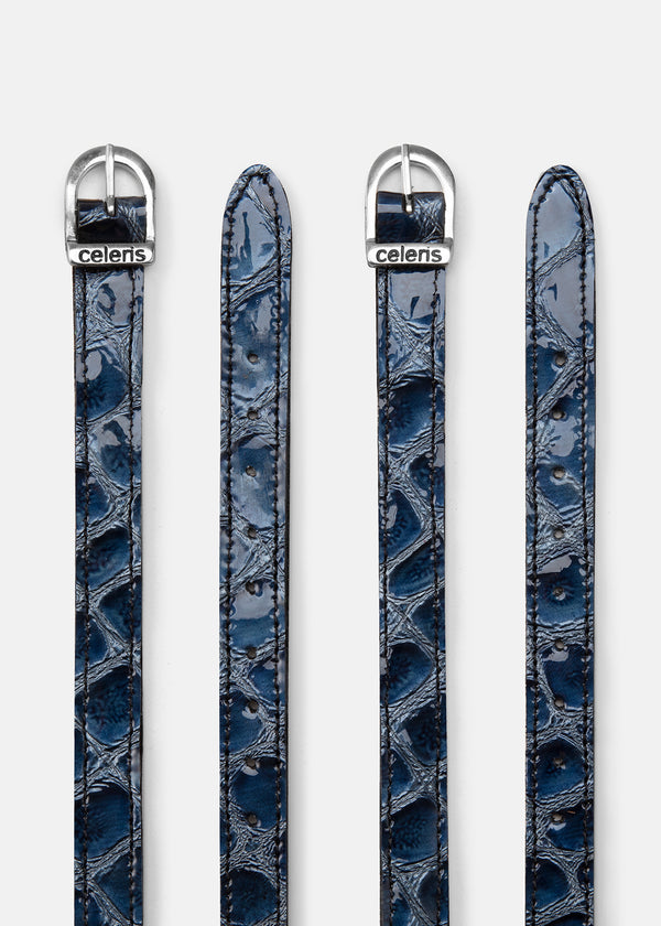 Spur Straps Blue Faux Croco Gloss