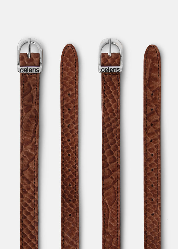 Spur Straps Brown Faux Iguana