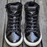 Winter Sneakers Black Faux Croco Gloss