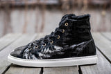 Winter Sneakers Black Faux Croco Gloss