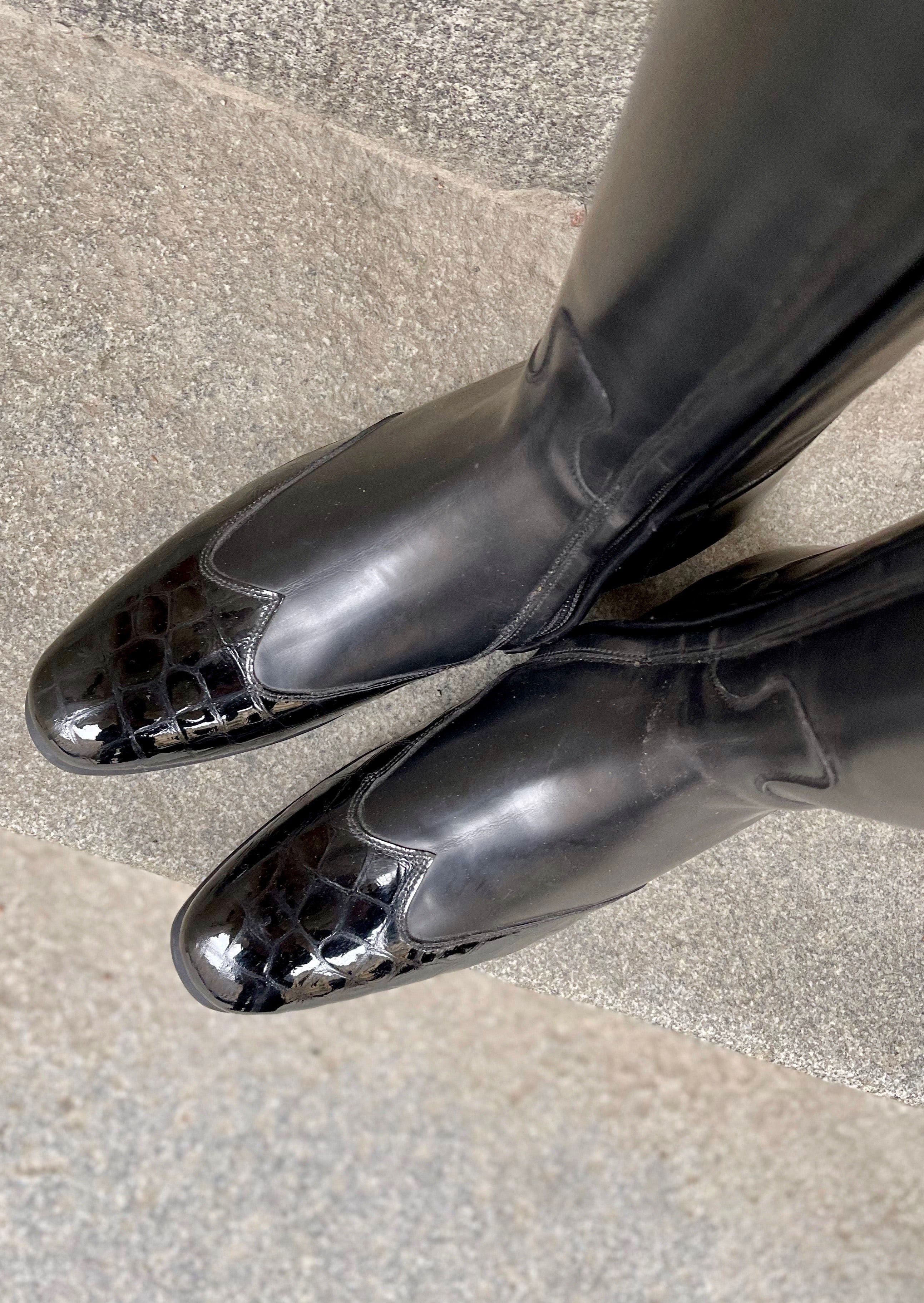 AMAZONA DRESSAGE - Polished Black/Black Faux Croco Gloss - Size 40-40,5/34-35/51