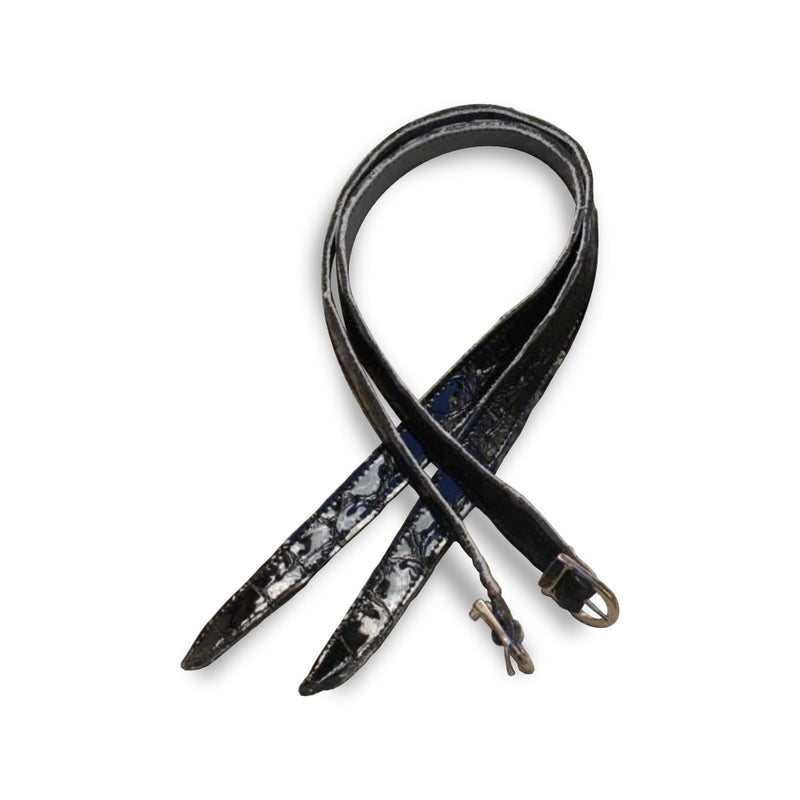 Black Faux Croco Gloss Spur Straps