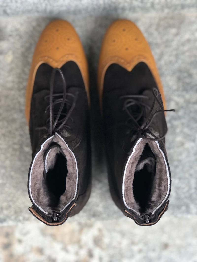 BRITO WINTER - Coffee Brown Suede With Light Brown Toe - Size 40-41