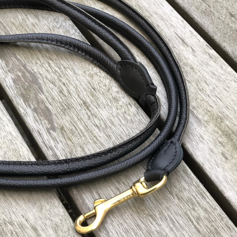 Padded Rolled Dog Leash Black