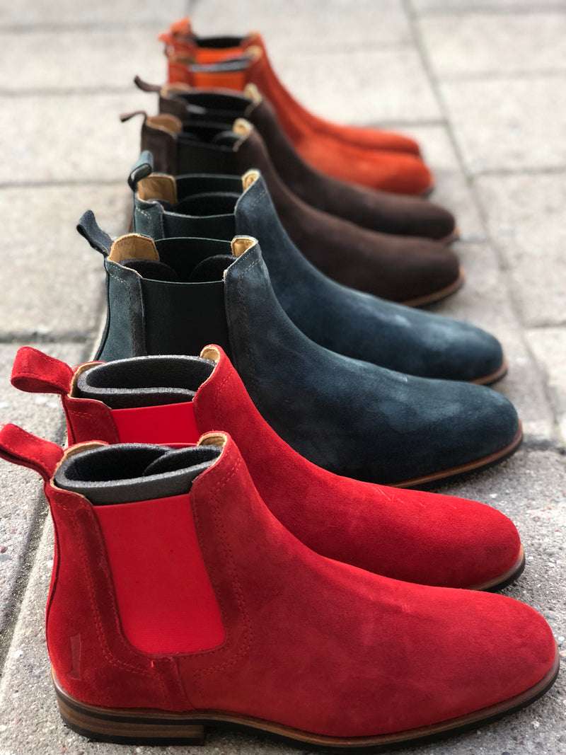 MOEMA Chelsea Boot Röd Mocka