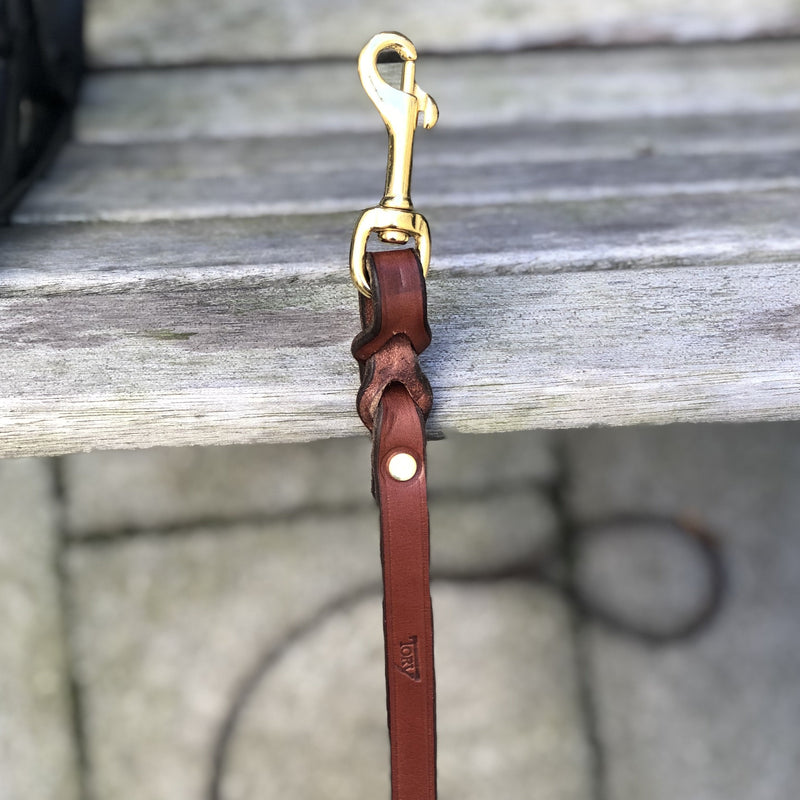 Leash with semi laced handle in Oakbark