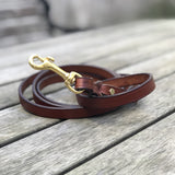 Leash with semi laced handle in Oakbark