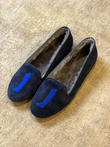 slippers sheepskin | tofflor fårull, Products AUGUSTA SHEEPSKIN Navy Suede