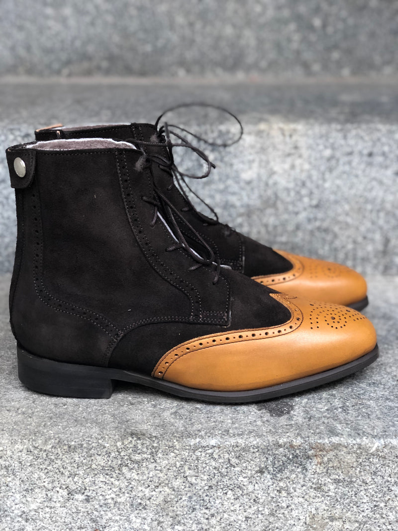 BRITO WINTER - Coffee Brown Suede With Light Brown Toe - Size 40-41