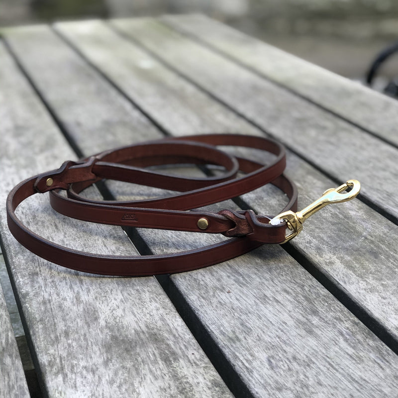 Leash with semi laced handle in Oakbark