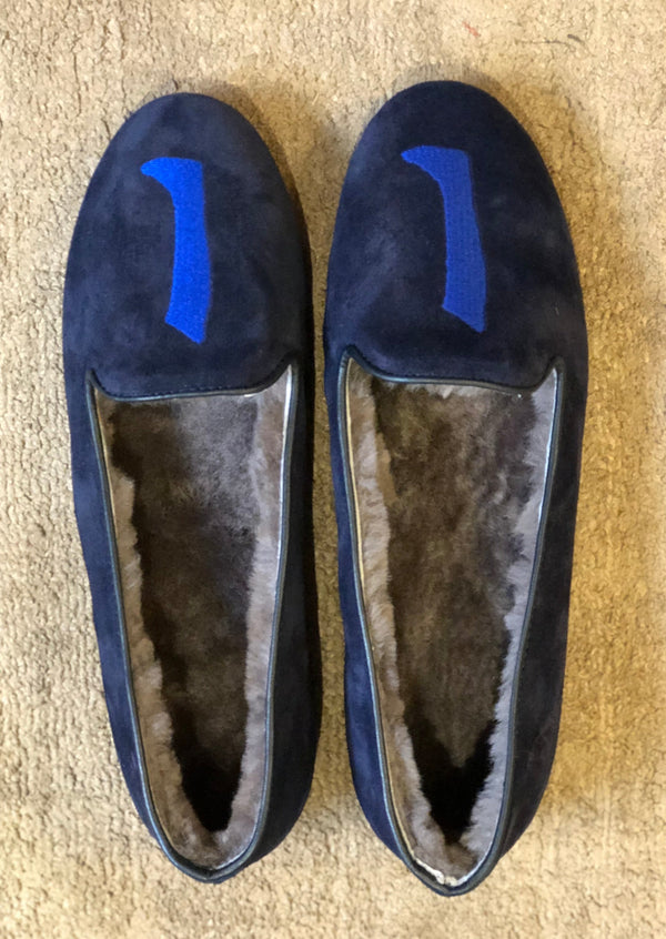 slippers sheepskin | tofflor fårull, Products AUGUSTA SHEEPSKIN Navy Suede