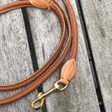 Padded Rolled Dog Leash Cognac