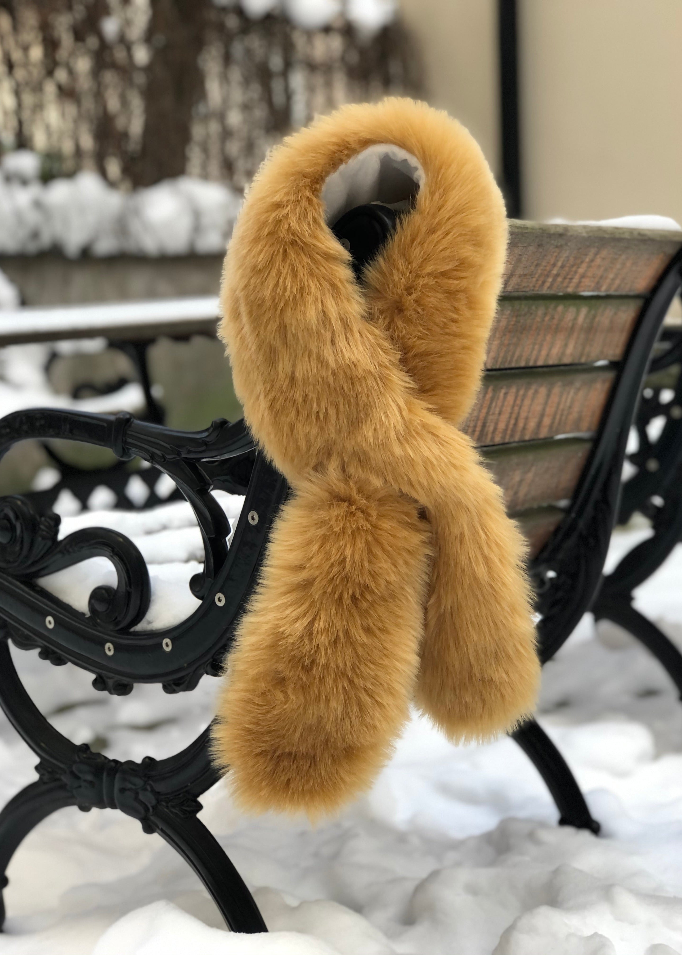 Faux Fur Scarf Beige