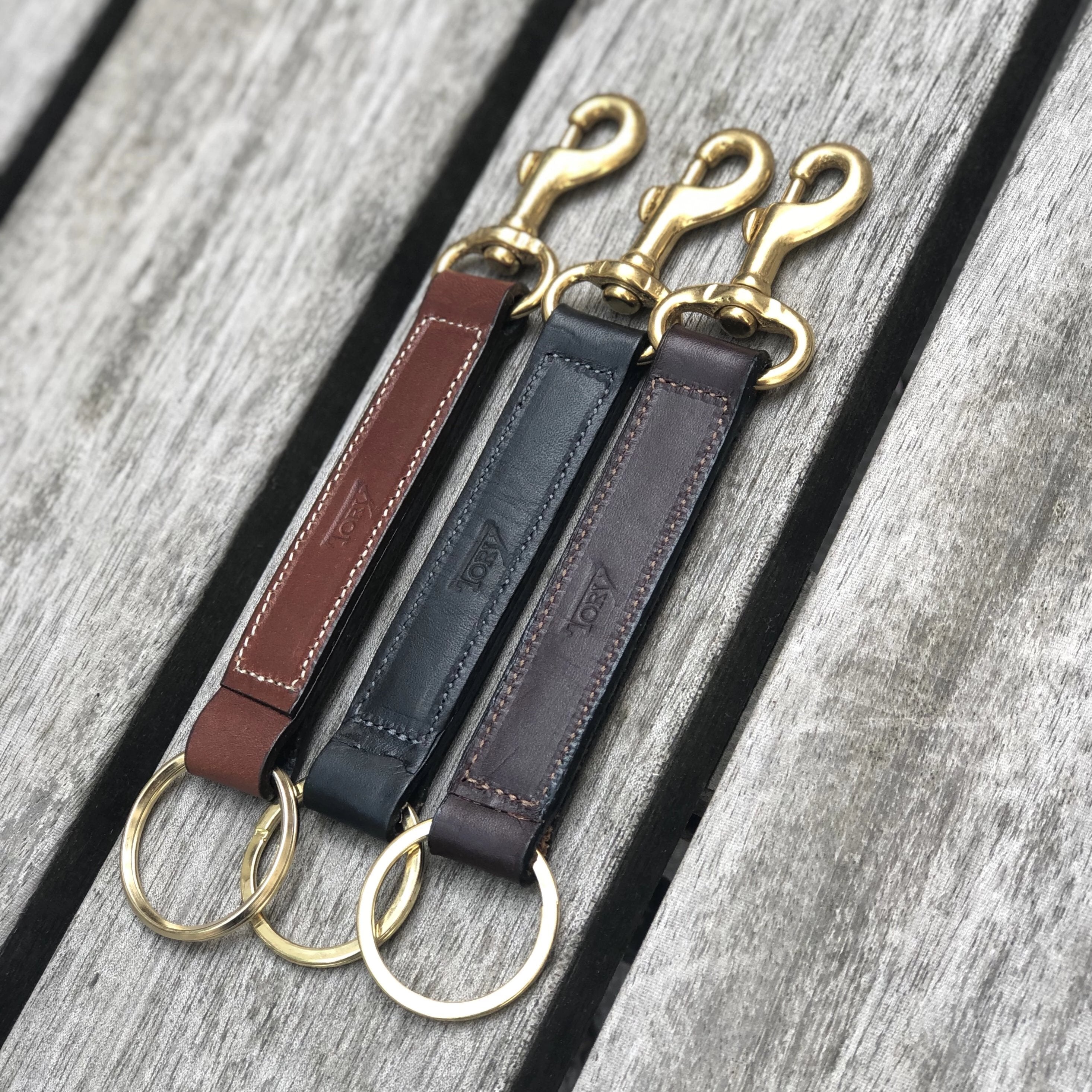 Keyring Strap With Brass Snap in Havanna