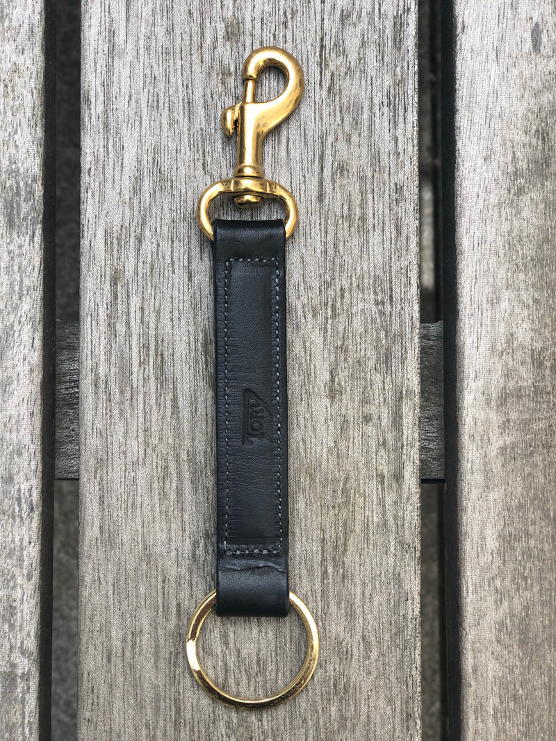 Keyring Strap With Brass Snap in Black