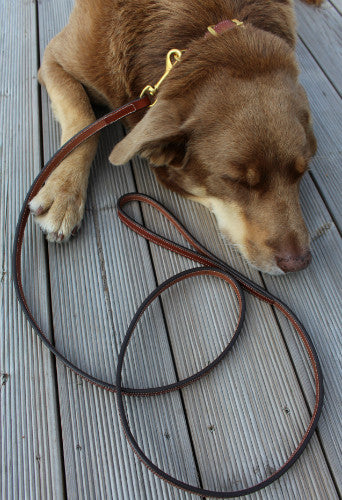 Flat leather leash in Oakbark