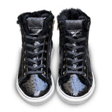 Winter Sneakers Black Faux Croco Gloss